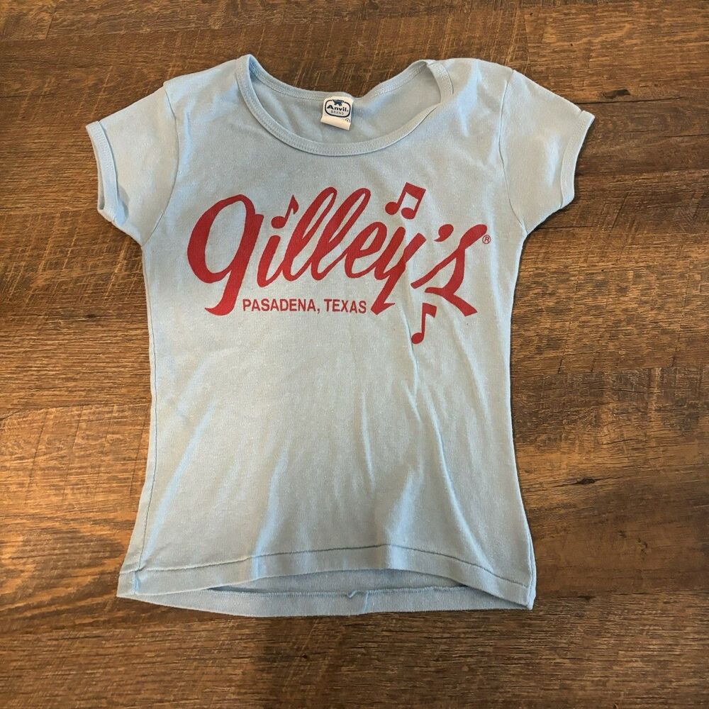 Vintage Gilley’s Pasadena Texas Blue and Red Cotton T-shirt size S Anvil